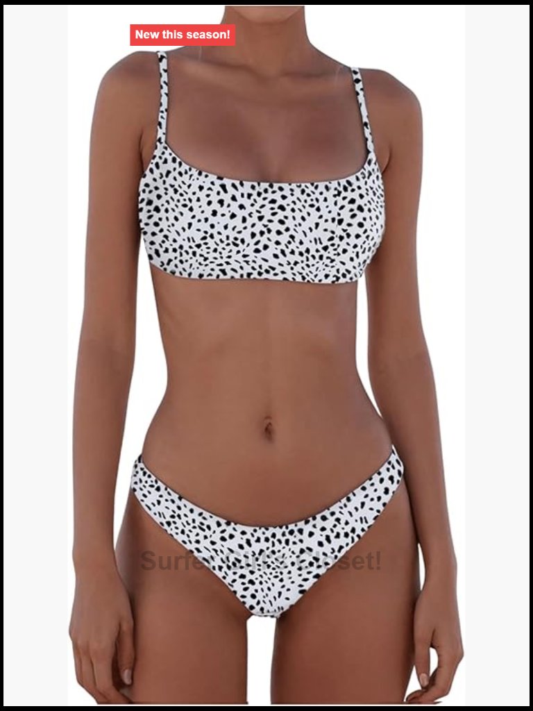 Leopard Print High Cut Low Rise 2 Piece Bikini Set Swimwear Beach Vacation